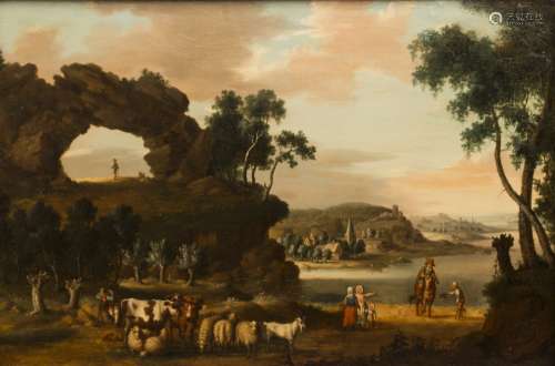Entourage of Isaac de Moucheron (1667-1744) Rural landscape Oil on panel. Panel marked on the back