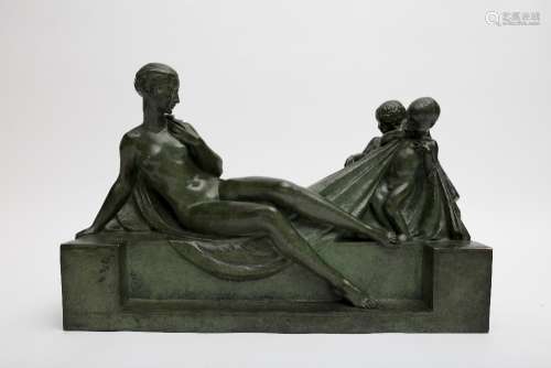 Louis Marcel Botinelly, (1883-1962) Susanna bathing, circa 1928. Bronze sculpture with green patina.
