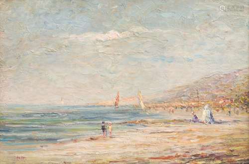 Claude Gardy (France, 1949) View of a beach Oil on panel. - 19 x 27 cm- A certificate from the