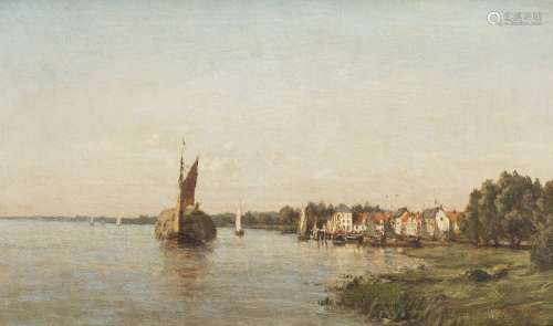 Arthur Bouvier (1837-1921) Landscape at water's edge Oil on canvas. - 35 x 56 cm- -