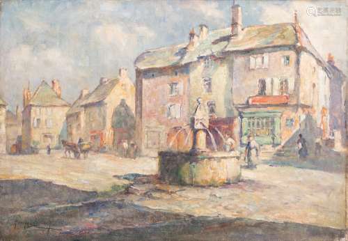 Georges Lemmers (1871-1944) A place in Besse en Chandesse (Auvergne) Oil on canvas. Signed at