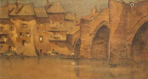 Jean Batenburg (1906-1990) Vilvorde bridge Oil on panel, signed and dated at lower right In a wood