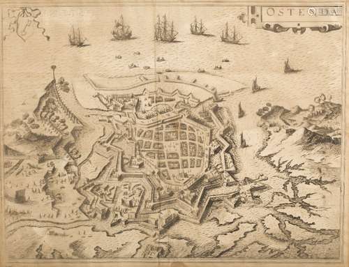 Anonymous (17th century) Map of the siege of Ostend in 1604 Intaglio plate, taken from a work