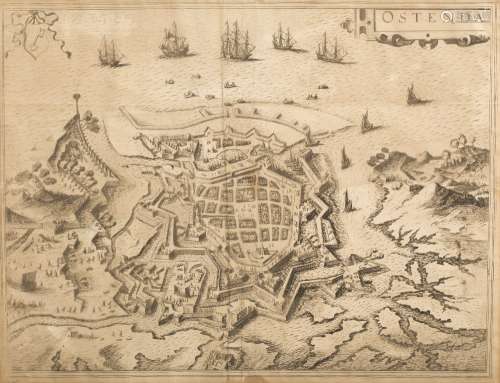 Anonymous (17th century) Map of the siege of Ostend in 1604 Intaglio plate, taken from a work