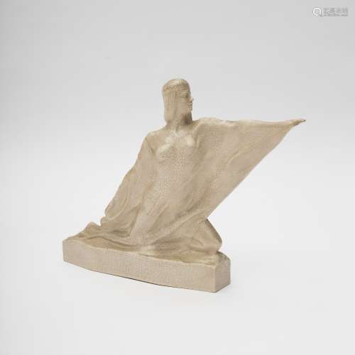 Léon Nosbuch (1897-1979), & Nerva Editions Pledge White craquelure ceramic sculpture depicting a