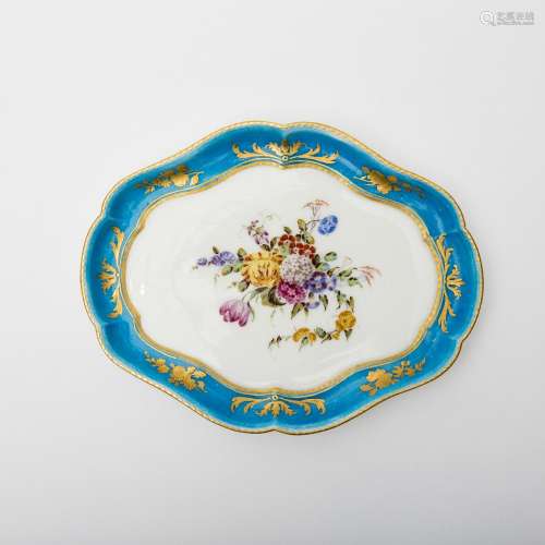 Sevres Plate, circa 1759 Soft-paste porcelain with polychrome decor of flower bouquets in the