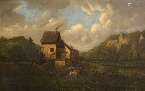 Gustave Courbet (1819-1877) (Attributed to) Cottage landscape in Barbizon Oil on panel. We believe