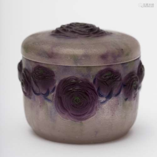 Gabriel Argy-Rousseau (1885-1953) Buttercups, 1921 Pâte de verre candy dish decorated with purple,