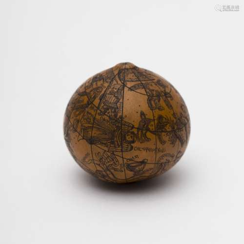 Gourd Finely carved décor featuring fantastical characters and ancient writing. - D: 5 cm- -