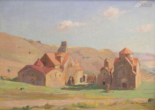Ch. Baronian (Armenian School) Monastery in Armenia (1953) Oil on canvas. Signed at lower right. -