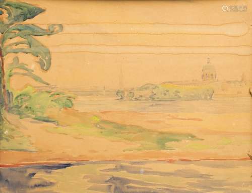 Maurice Soudan (1878-1948) Landscape of a river (1916) (Vienna? London?) Watercolour on