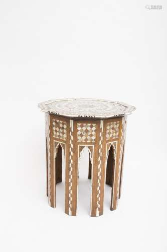 19th century Ottoman work Tea table Decagonal, with mother-of-pearl, bone, ebony and tortoise