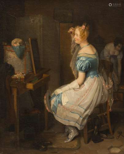Jean Augustin Franquelin (1798-1839) The lodge Oil on canvas signed 'Franquelin' on the back. Jean