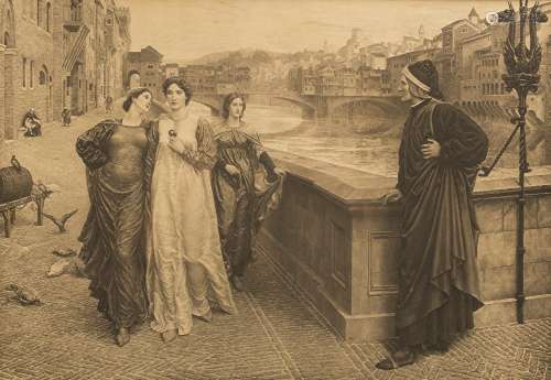 Henry James Holiday (1839-1927), according to The meeting of Dante and Beatrice Engraving in an