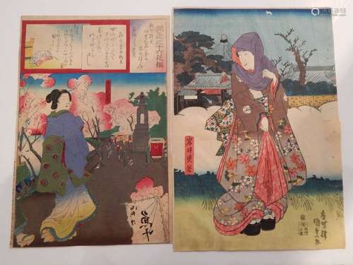 Kunisada, diptyque (vers 1845) et une estampe, fem...;