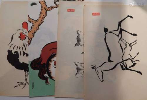 Girin, quatre estampes. Vers 1940.