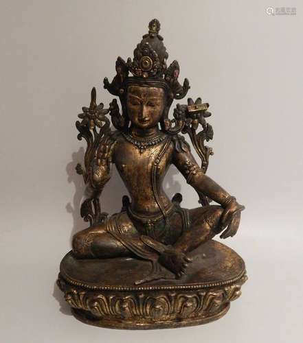 Manjusri, en bronze. Népal, XXe siècle. H : 39 cm