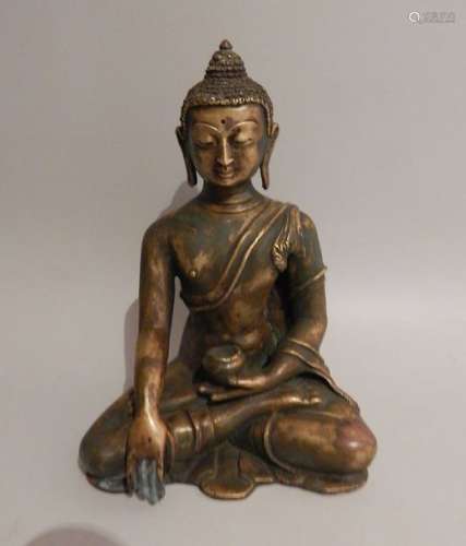 Bouddha médecin, en fonte de bronze pleine. Népal,...;