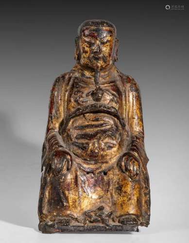 Lao Tseu assis, en bronze. Ming, XVIIe siècle. H :...;
