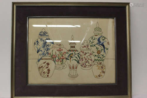 Chinese embroidery framed