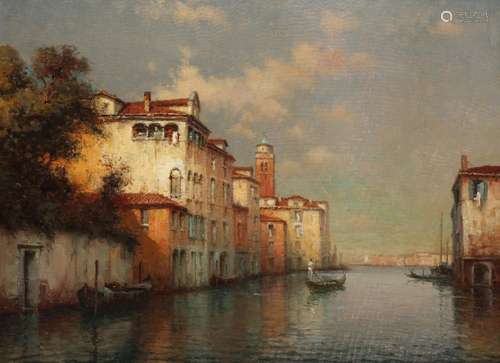 Antoine Bouvard (French 1870-1956)Gondolas on a canal, VeniceSignedOil on canvas50 x 65cm; 19½ x