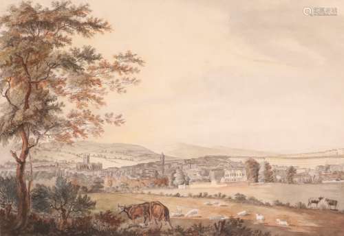 Attributed to Edward Eyre (c.1710-c.1780)A view of Bath c.1790 with The Crescent to the right and