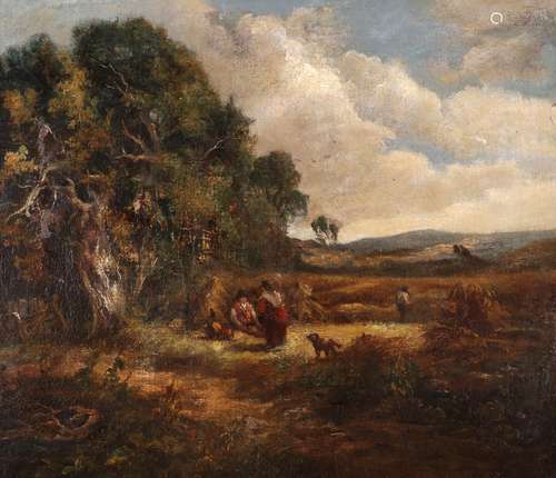 David Cox Snr. O.W.S. (1783-1859)A harvest breakSignedOil on canvas43.25 x 50.5cm; 17 x 20in