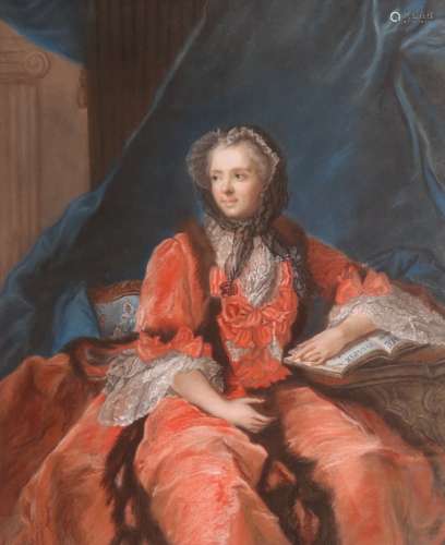 After Jean-Marc Nattier (1685-1766)Portrait of Queen Marie LeczinskaPastel in a pierced, carved wood