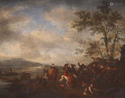 Follower of Philips WouwermanAn altercation on the road with the gentry and some rustics with a