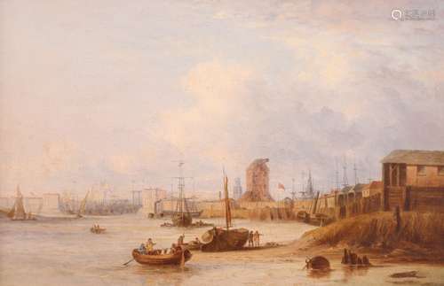 John Ward of Hull (1798-1849) Portsmouth HarbourSigned with initialsOil on canvas38 x 60.5cm; 15 x