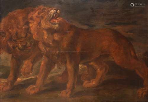 After Sir Peter Paul RubensTwo LionsOil on canvas128.5 x 176cm; 50½ x 69¼inThis work is based on the