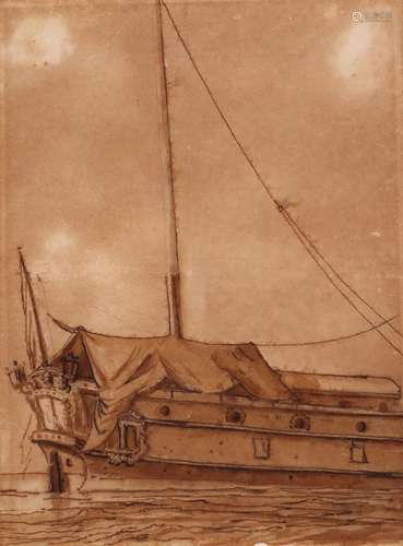 Francis Place (1647-1728)The stern quarters of a boatPen, ink and wash19.5 x 14.5cm; 7¼ x 5¾