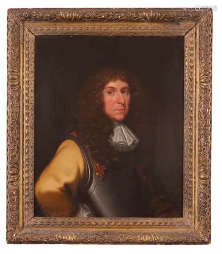 English School mid 17th CenturyPortrait of a Gentleman, bust-length, in a lace collar and a steel