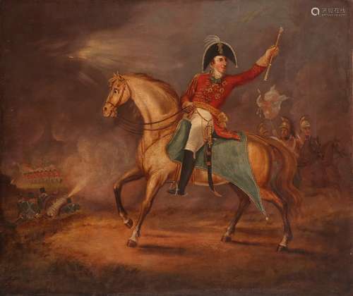 English School 19th CenturyThe Duke of Wellington (1769-1852) on horseback, leading his troops