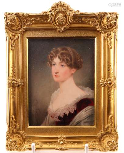 λ John Cox Dillman Engleheart (1782/4-1862)Portrait miniature of a young lady, head and shoulders in