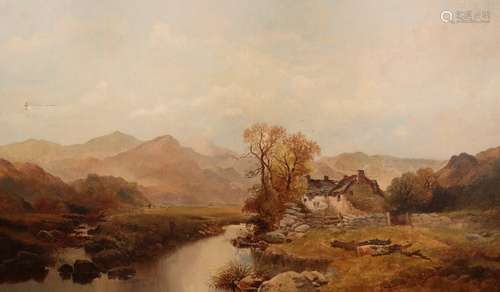 George William Horlor (1823-1895)Fisherman by a cottage in a river landscapeSignedOil on canvas76