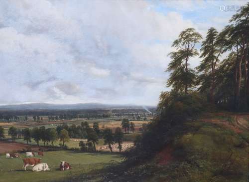 Thomas Baker of Leamington (1809-1869) Barford, Warwickshire, looking towards Hampton LucySigned and