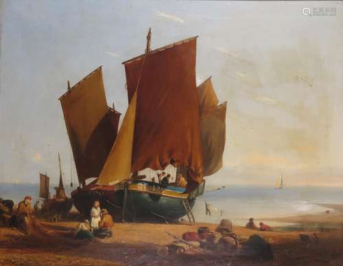 John Tudgay (act. 1836-1865)Fishing boats at RyeSigned with initials I.T. and dated 1857Oil on