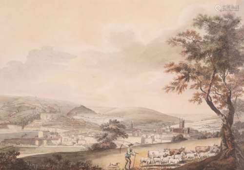Attributed to Edward Eyre (c.1710-c.1780)A view of Bath c.1790 with The Crescent to the left and a