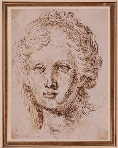 John Vanderbank (1694-1739)Study of the head of a womanPen and ink15 x 11.25cm; 9 x 4½inProvenance: