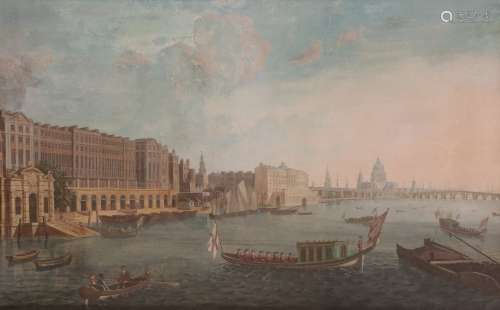 English School 18/19th CenturyA view of the River Thames with St. Paul's CathedralGouache50 x