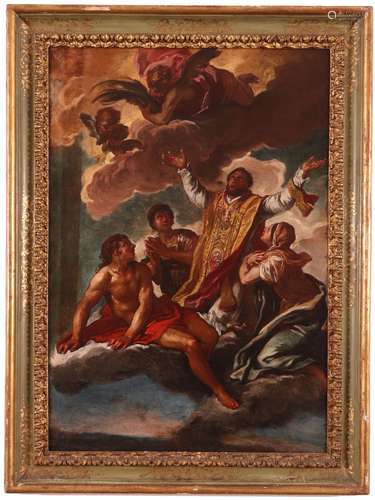 Follower of Francesco SolimenaThe Ascension of a male saintOil on canvas97 x 68cm; 38 x 26¾