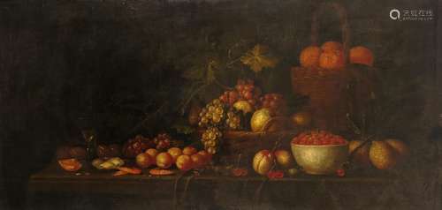 Attributed to Jan Pauwel Gillemans the Elder (Flemish 1618-1675)Still life of fruit and shellfish on