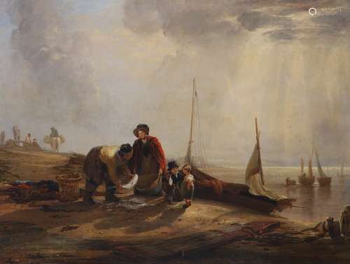 William Collins RA (1788-1847)A view near Hastings, buying fish on the beachSigned and dated 1825