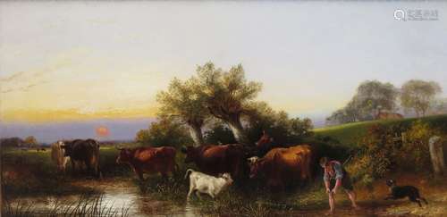 Aster R C Corbould (c.1812-1877)Cattle in a pasture at duskSigned and dated 1858Oil on canvas63.5