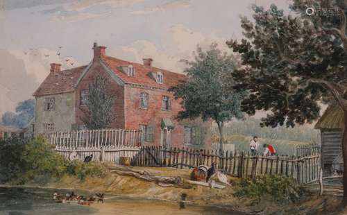 John Preston Neale (1771/80-1847)Exterior and interior views of a Farmhouse at Holbrook, Ipswich,