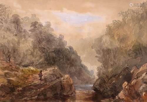 David Hall McKewan (1816/7-1873)Fisherman in a river landscapeWatercolour23.5 x 34cm; 9¼ x 13¼