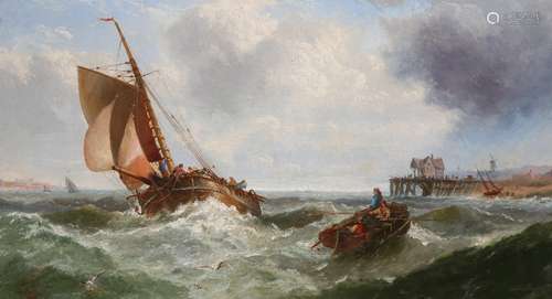 John Callow (1822-1878) Fishing smacks entering harbourSigned and dated 1869Oil on canvas60 x 106cm;