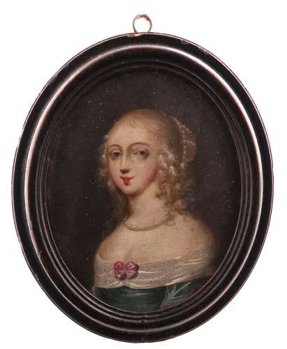 English School 19th CenturyPortrait miniature of a Lady, head and shoulders, in a blue dressOn