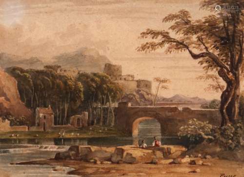 George Pyne (1800-1884)A view near Monmouth; An Italianate landscapeA pair, both signedBoth